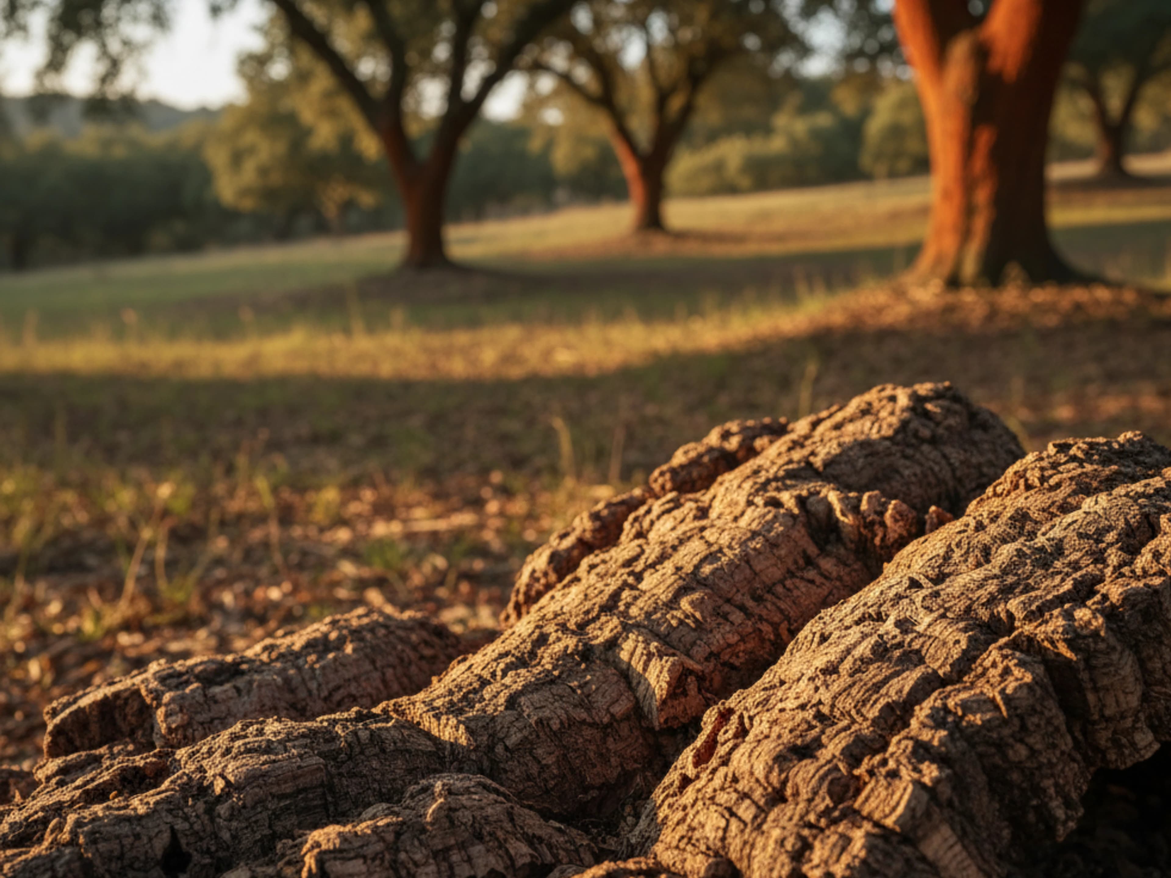Cork oak tree trunk in Portugal