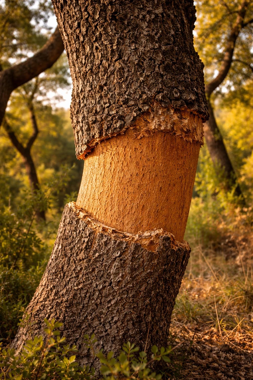 Cork harvesting process from the tree